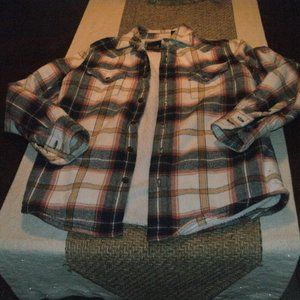 Micros FLEECE LINED PLAID FLANNEL Long Sleeve Shirt boys size 8